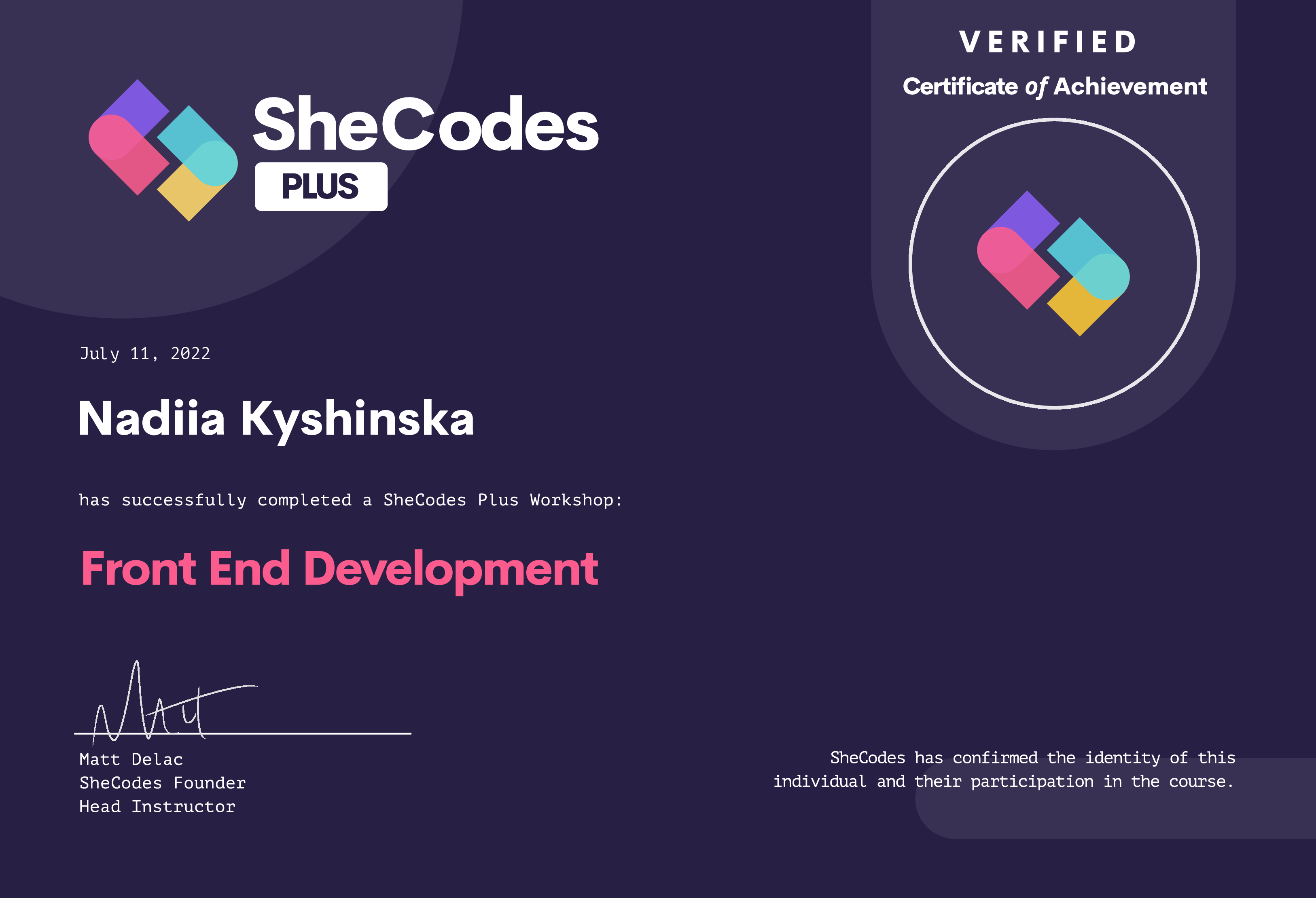 Certificate Introduction to coding